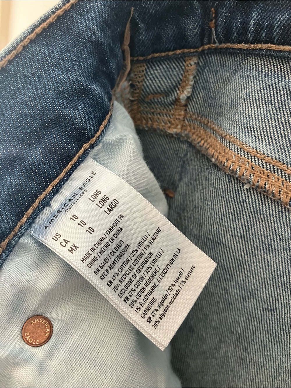 AMERICAN EAGLE Stovepipe Wide Leg Distressed Denim Sz 10 Long - Picture 10 of 10